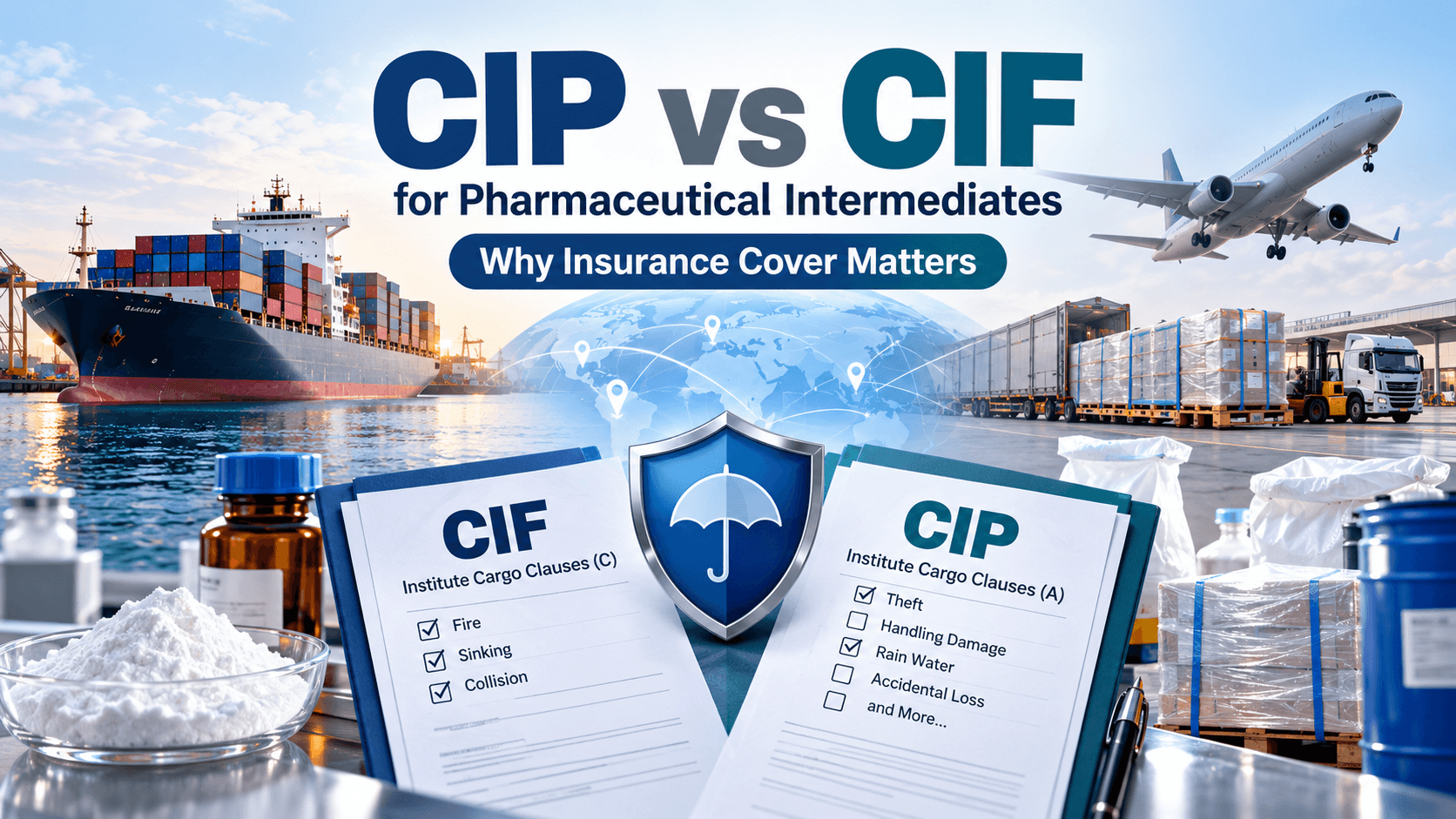 CIP vs CIF for Pharmaceutical Intermediates: Why Insurance Cover Matters